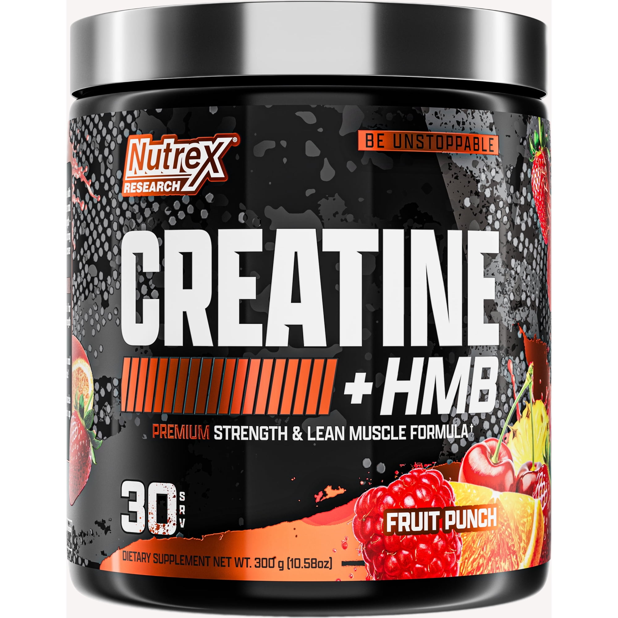 Nutrex Research Creatine + HMB Fruit Punch 5g Creatine, 1.5g HMB Strength and Lean Muscle Formula 30 Servings