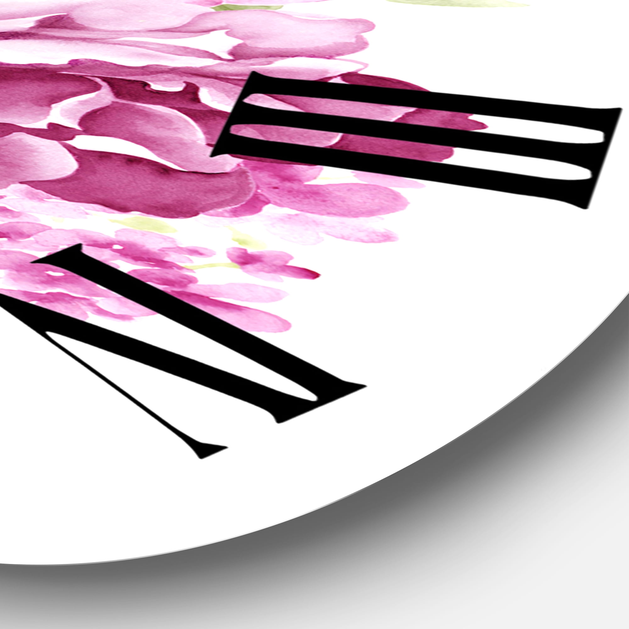 Designart 'Pink Retro Flowers' Traditional Wall Clock