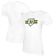 Women's Tiny Turnip White Oakland Athletics Base Stripe T-Shirt