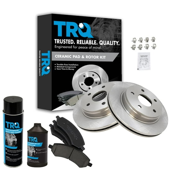TRQ Front Ceramic Brake Pad & Rotor Kit w/Chemicals for Dodge Ram Pickup Durango BKA17726