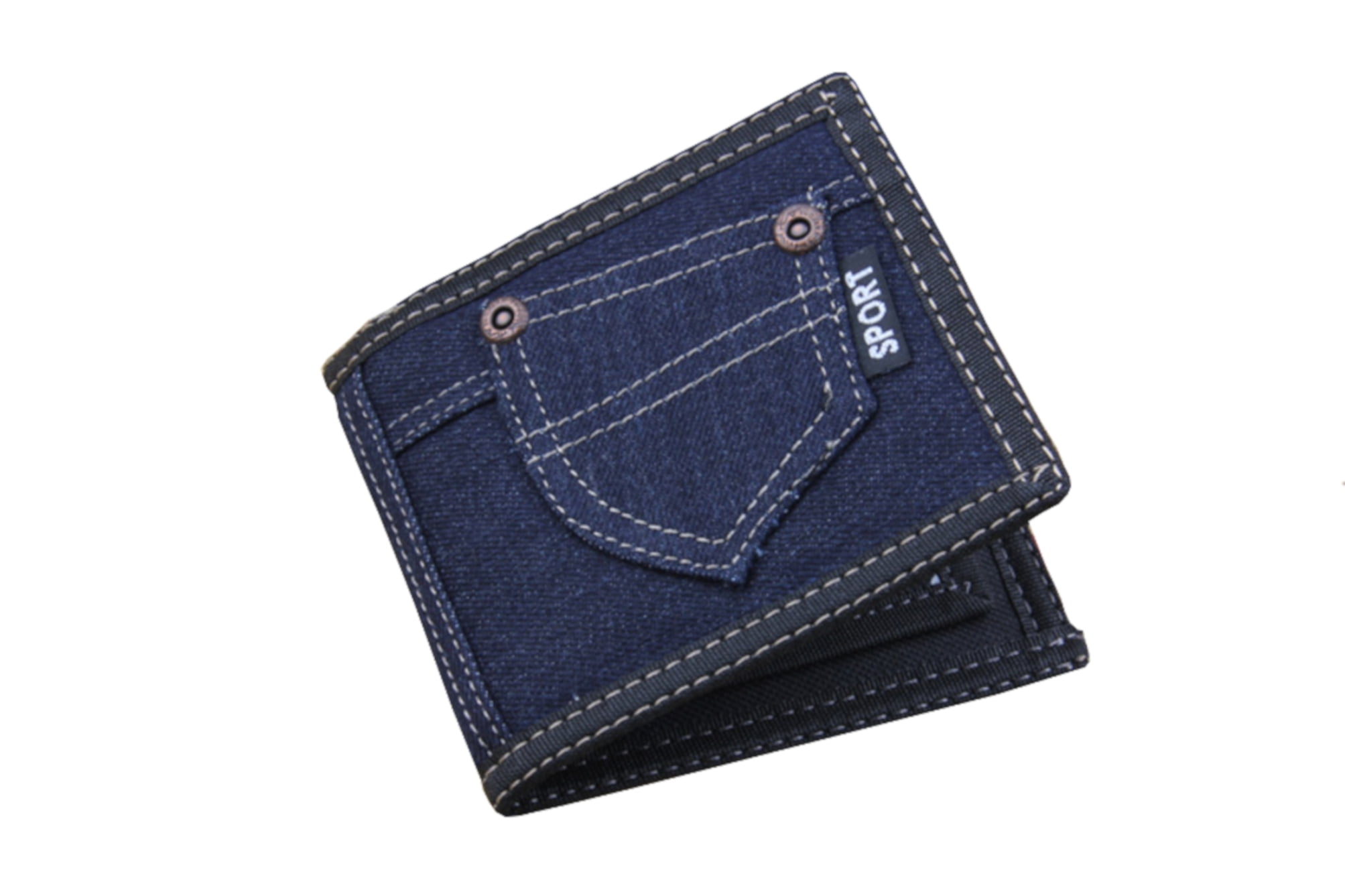Blue Jean Style Wallet with Pocket on Outside Men Woman Billfold ABB2
