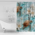 thumbnail image 4 of Small Stall Shower Curtain 36x78 Inch Narrow Half Size Ocean Turtle Bath Curtains Bathroom Decor Coastal Starfish Beach Wave Spring Flower Waterproof Fabric Shower Curtain Set with Hooks 36 Inch, 4 of 6
