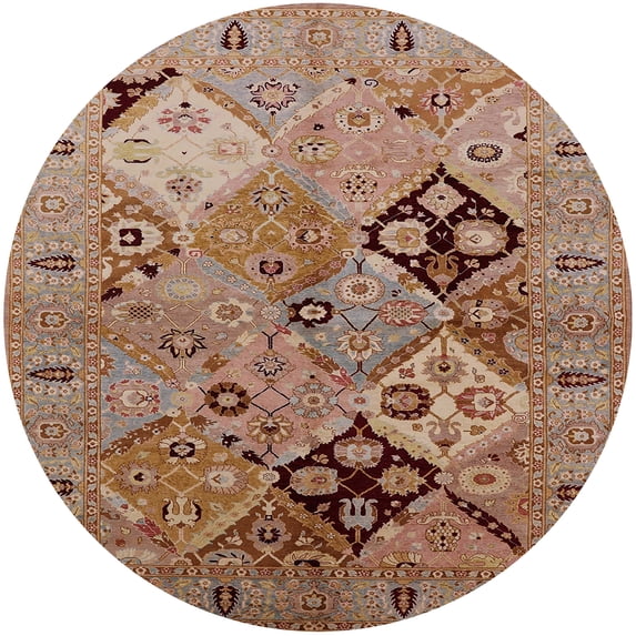 Ahgly Company Indoor Round Mid-Century Modern Light Copper Gold Oriental Area Rugs, 4' Round