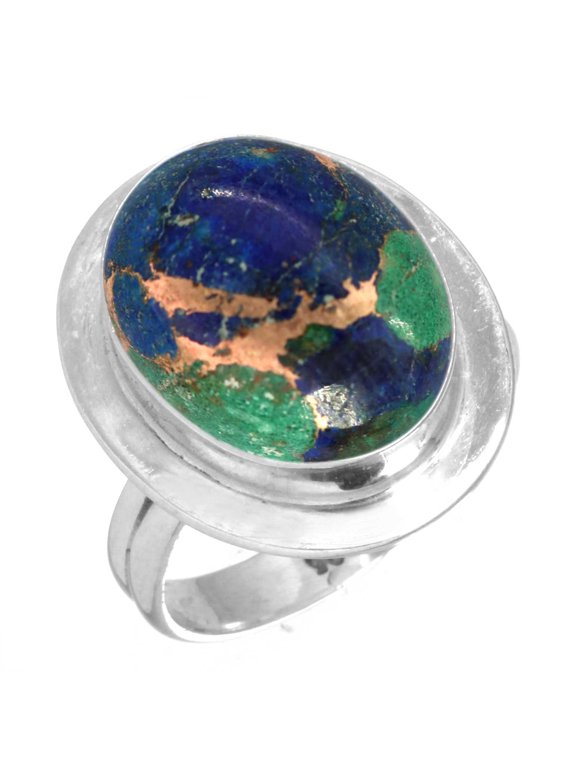 Natural Mohave Azurite Women Jewelry 925 Sterling Silver Ring
