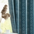 thumbnail image 6 of Curtainking Blackout Curtains for Livingroom Bedroom Farmhouse Boho Curtains 63 inch Geometric Striped Grommet Room Darkening Thermal Insulated Window Drapes 2 Panels White on Blue, 6 of 10