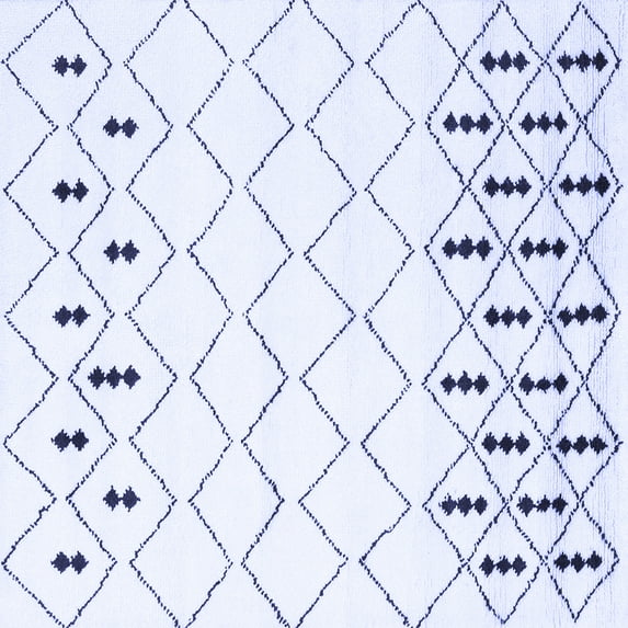 Ahgly Company Indoor Square Solid Blue Modern Area Rugs, 5' Square