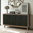 thumbnail image 2 of GZXS Vintage Buffet Cabinet with 4 Textured Pattern Doors, Antique Black Storage Sideboard with Solid Wood Legs, 60"L x 15.56"W x 32.28"H, 2 of 7
