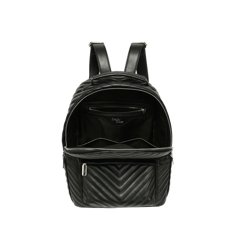 Daisy Rose Quilted Backpack Bag - Luxury PU Vegan Leather 