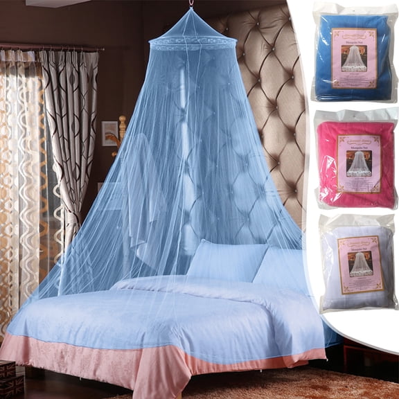 Leodye New Portable Encrypted Dome Mosquito Net Ceiling Floor Installation for 1.5m-1.8m Bed Openings