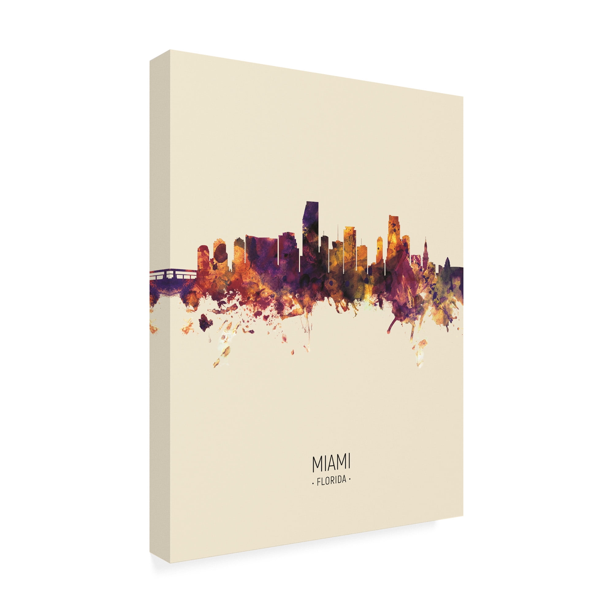 Trademark Fine Art 'Miami Florida Skyline Portrait III' Canvas Art by Michael Tompsett