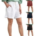 thumbnail image 5 of Cathalem Shorts Décontractés pour Femmes 2024, Taille Haute, Boutons devant, Blanc TG, 5 of 5