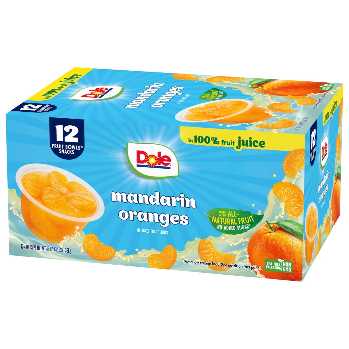 (3 pack) Dole Fruit Bowls Mandarin Oranges in 100% Fruit Juice, 4 oz Cups (12 Pack)