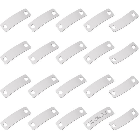 Stainless Steel Shoelace Charms Shoe Lace Tags Rectangle Detachable Shoelace Decorations Shoe Lace Blank Tags for DIY Women Sneakers Decorations