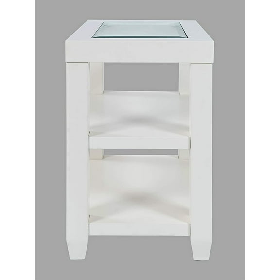 Jofran Urban Icon Contemporary Glass Inlay Chair Side End Table with Storage