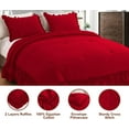 thumbnail image 4 of D.N.G. BEDDINGS 3 Piece Luxury 5 Inch Two Layer Ruffle Comforter Set Premium Super Soft, 800 TC, 100% Egyptian Cotton, Super Soft, Oversized Super King Size Red Color, 4 of 7