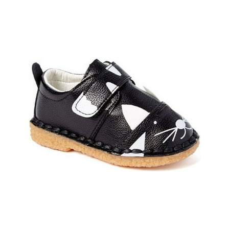 - Little Girls Boys Black White Cat Face Motif Strap Sneakers 5-10 Toddler