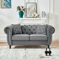 thumbnail image 4 of Velvet 2-Piece Living Room Set, 3-Seater Chesterfield Sofa and Loveseat with Roll Armrest & Nailhead, Modern 5-Seater Tufted Cloud Couch for Living Room, Gray, 4 of 8