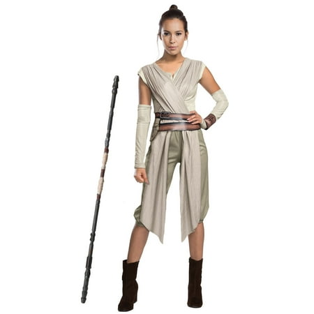Women's Star Wars Episode VII Deluxe Rey Costume And Staff Bundle