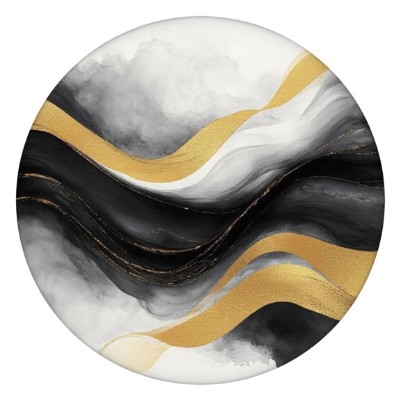Black White Gray Gold Marble Pattern Round Fitted Tablecloth with Elastic Edge,Dining Table Cover Waterproof,Outdoor Round Tablecloth for Camping,Dining,Indoor and Outdoor