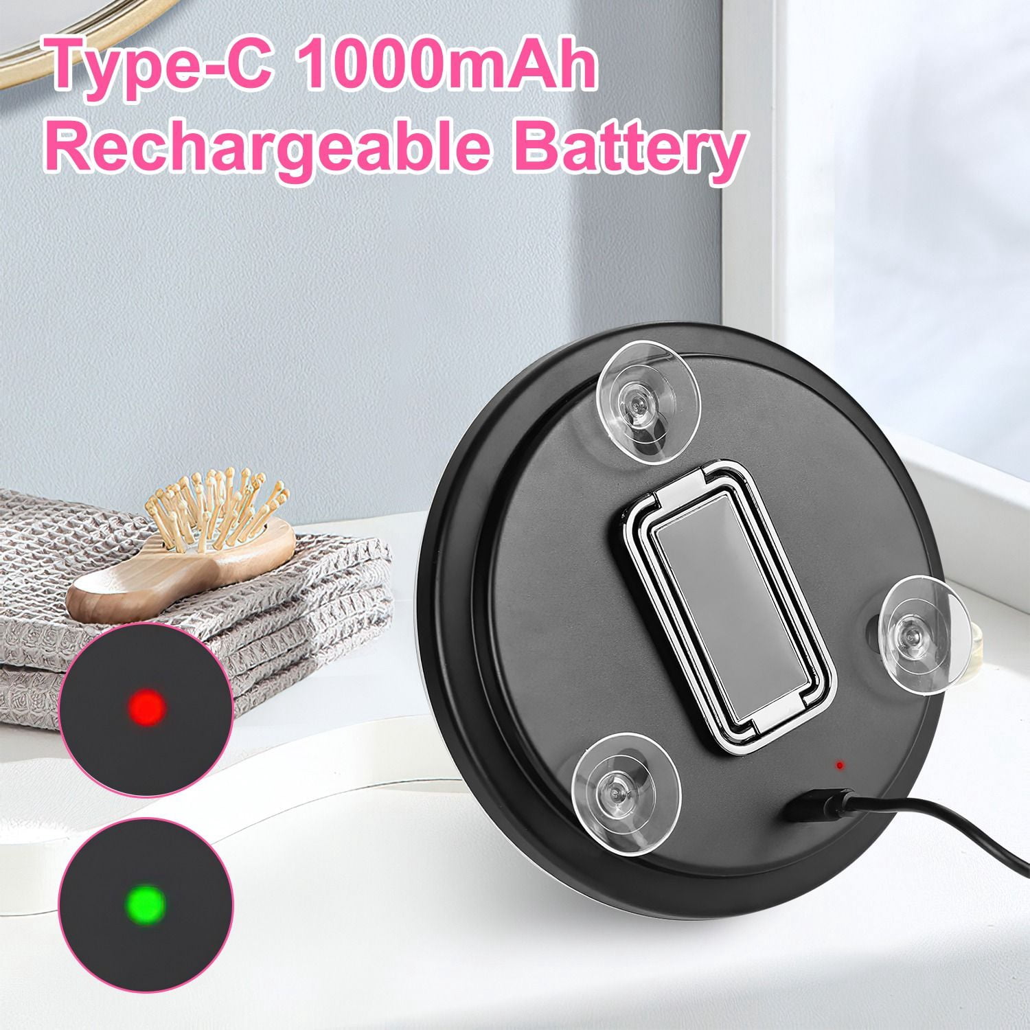 30X Magnifying Mirror With Light 3 Colors Dimmable Brightness Included Tweezer Scissor Travel Magnifying Makeup Mirror with Suction Cup 360° Adjustable Stand