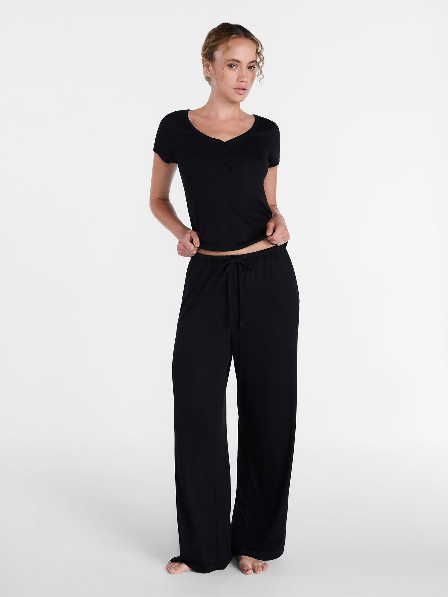 Joyspun Women’s Modal Blend Ribbed Sleep Pants, 29'' Inseam, Sizes XS-3X