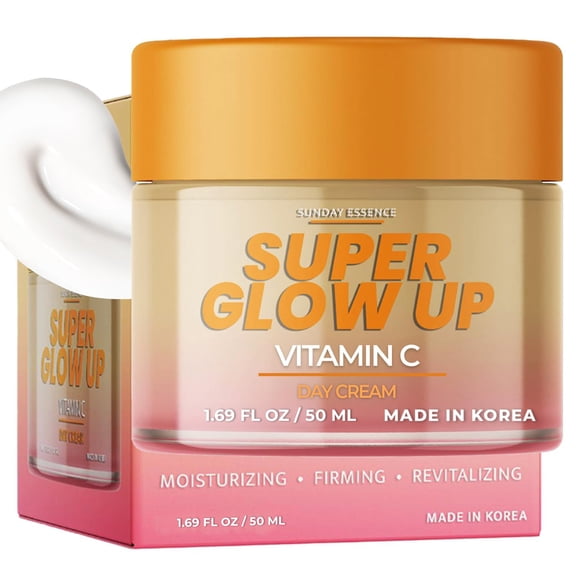 Sunday Essence Vitamin C Day Cream - Dermatologist Tested, Anti- Aging, Korean Skin Care - Hydrates, Evens Skin Tone & Boosts Radiance - Clean Beauty, Vegan, Non-GMO, Cruelty-Free - 1 Pack