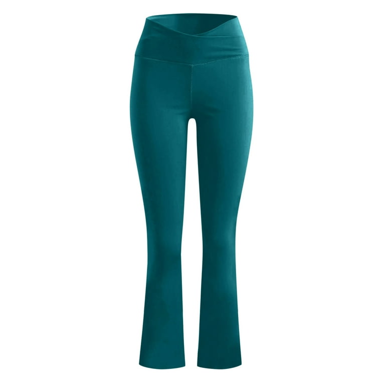 Women's Super Combed Cotton Elastane Stretch Yoga Pants with Side Zipper  Pockets - J Teal Printed