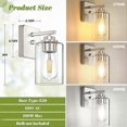 thumbnail image 4 of Brushed Nickel Wall Sconces - Set of 2 Modern Farmhouse Bathroom Lighting Fixtures, Adjustable Arm, 4W LED Compatible, 4 of 5