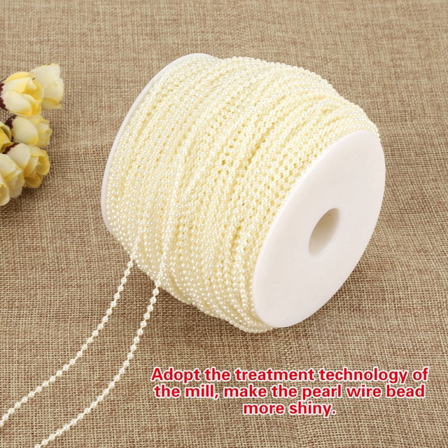 Hilo de guirnalda de perlas, 100 m/rollo de alambre de perlas de imitación, cuentas de alambre de perlas, rollo de cuentas de perlas, rendimiento inigualable
