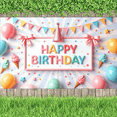 thumbnail image 5 of Colorful Design Happy Birthday Banner Decorative Pattern Ice Cream Balloons Party Prop for Kids Celebration Indoor Decoration Event Backdrop, 5 of 7