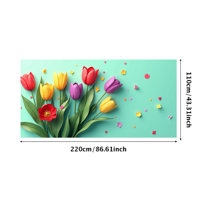 Colorful Tulip Themed Background Banner, Spring Decorations, Party Backdrop, Photography Props, Garden Party Decor, Floral Themed Event Decorations