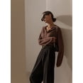 thumbnail image 5 of Women'S V Neck Long Sleeve Sweaters Dressy Casual Business Basic Knit Pullover Top Dark Brown One size, 5 of 8