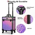 thumbnail image 5 of Byootique Rolling Makeup Train Case Cosmetic Trolley Organizer Mermaid Pink, 5 of 9