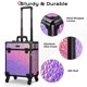 thumbnail image 4 of Byootique Rolling Makeup Train Case 3-Piece Cosmetic Organizer Kit Trolley Organizer Travel Case Lockable Salon Barber Case Traveling Cart Trunk with Wheels for Makeup Artist Trave Nail,Mermaid Pink, 4 of 9