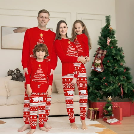 

Christmas Pajamas for Family Matching Family Pajamas Top＆Pants Long Sleeve Sleepwear Christmas Pajamas for Women/Men/Kids