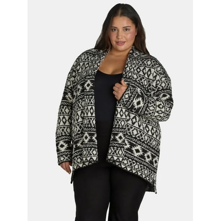 Terra & Sky Women's Plus Shawl Cardigan Sweater, Midweight, Sizes 0X-5X