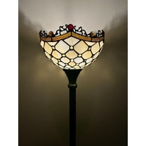 Tiffany Torch Floor Lamp Beige Stained Glass Beans LED Bulb Included for Living Room Dining Room Bedroom Office Hotel 12"W*12"D*66"H