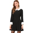 thumbnail image 1 of Vestido Acampanado Allegra K Negro Cuello Peter Pan XL, 1 of 6