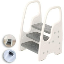 Toddler Step Stool for Bathroom Sink,Adjustable 3 Step Stool for Kids,Kitchen Standing Tower,Children Learning Helper Stool with Safety Handles and Non-Slip Pads,Grey