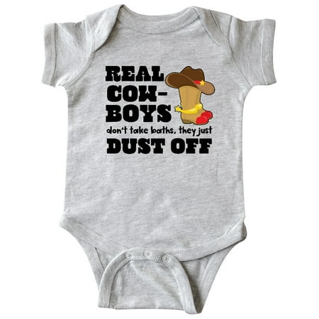 

Inktastic Boys Real Cowboys Don t Take Baths They Dust off Gift Baby Boy Bodysuit