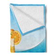 thumbnail image 2 of Pearls Soft Flannel Fleece Throw Blanket, Seashells and Glass of Juice Seascape Summer Beach Cartoon Art Print, Cozy Plush for Indoor and Outdoor Use, 50" x 70", Blue Orange Purple, by Ambesonne, 2 of 5