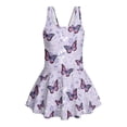 thumbnail image 4 of Tutolipy Purple Butterfly Print Skirt Design Childrens Swimwear, Soft Cross Shoulder Strap Design Girls One Piece Swimsuit for Swim Lessons Pool Size 5-6 Years, 4 of 8