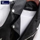 thumbnail image 4 of Chaqueta de otoño para mujer Outwear con cremallera Chaqueta de cuero PU Sin mangas Casual, 4 of 5