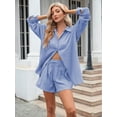 thumbnail image 6 of Pink Queen 2026 Spring 2 Piece Womens Outfit Sets Long Sleeve Shorts Lounge Sets Pajamas Sets Summer, 6 of 8