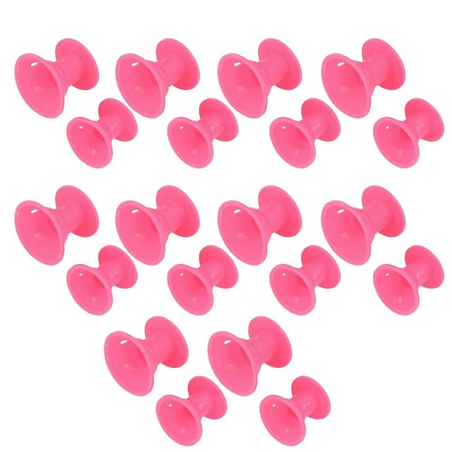 Lot de 20 bigoudis en silicone pour cheveux bouclés, en forme de champignon, pour femmes, rose et rouge