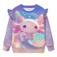 thumbnail image 4 of Uorisanigo Toddler Ruffle Sweatshirt Fall Winter Clothes Cute Kids Pullover Hoodie 1-2T Long Sleeve Rainbow Salamander Shirts for Kids Fall Fashion Pullover Tops, 4 of 7