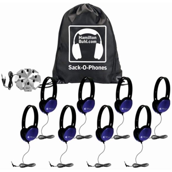 Auriculares HamiltonBuhl Sack-O-Phones Paquete de 8 con Caja de Conexiones