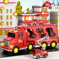 thumbnail image 6 of Lucky Doug Fire Truck Car Set for Toddlers Ages 1-3-5, 5 in 1 Carrier Truck Toys with Light & Sound, Toddlers Boys Toys Ages 2 3-5 as Birthday Gift, 6 of 9