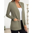 thumbnail image 5 of Women'S Open Front Knit Cardigan Sweater Long Sleeve with Pocket Khaki L, 5 of 9