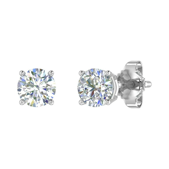 2/3 Carat Diamond 4-Prong Set Stud Earrings in 14K White Gold (0.66 Ct)